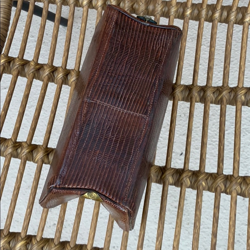 Vintage Brown Leather Snake Clutch - Picture 4 of 11